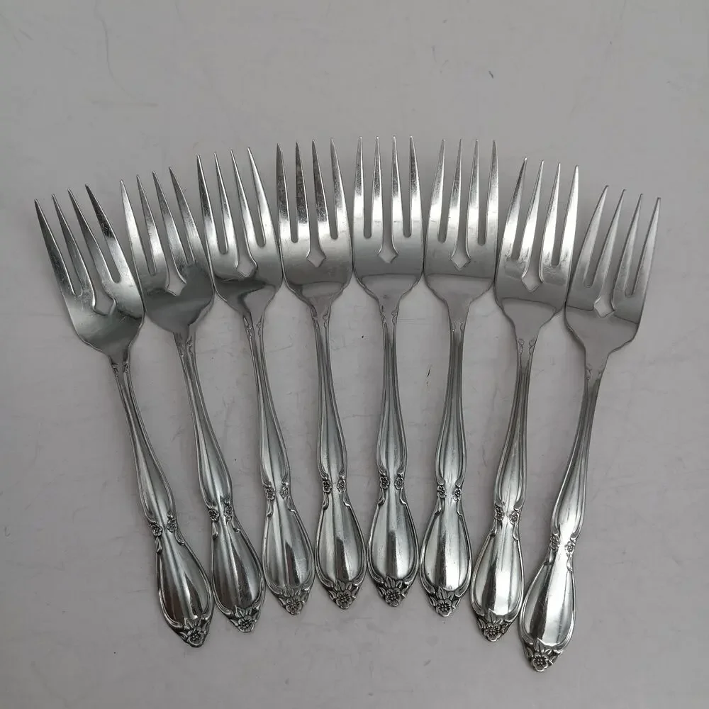 8X SF Oneida Community CHATELAINE Salad Forks Stainless Betty Crocker